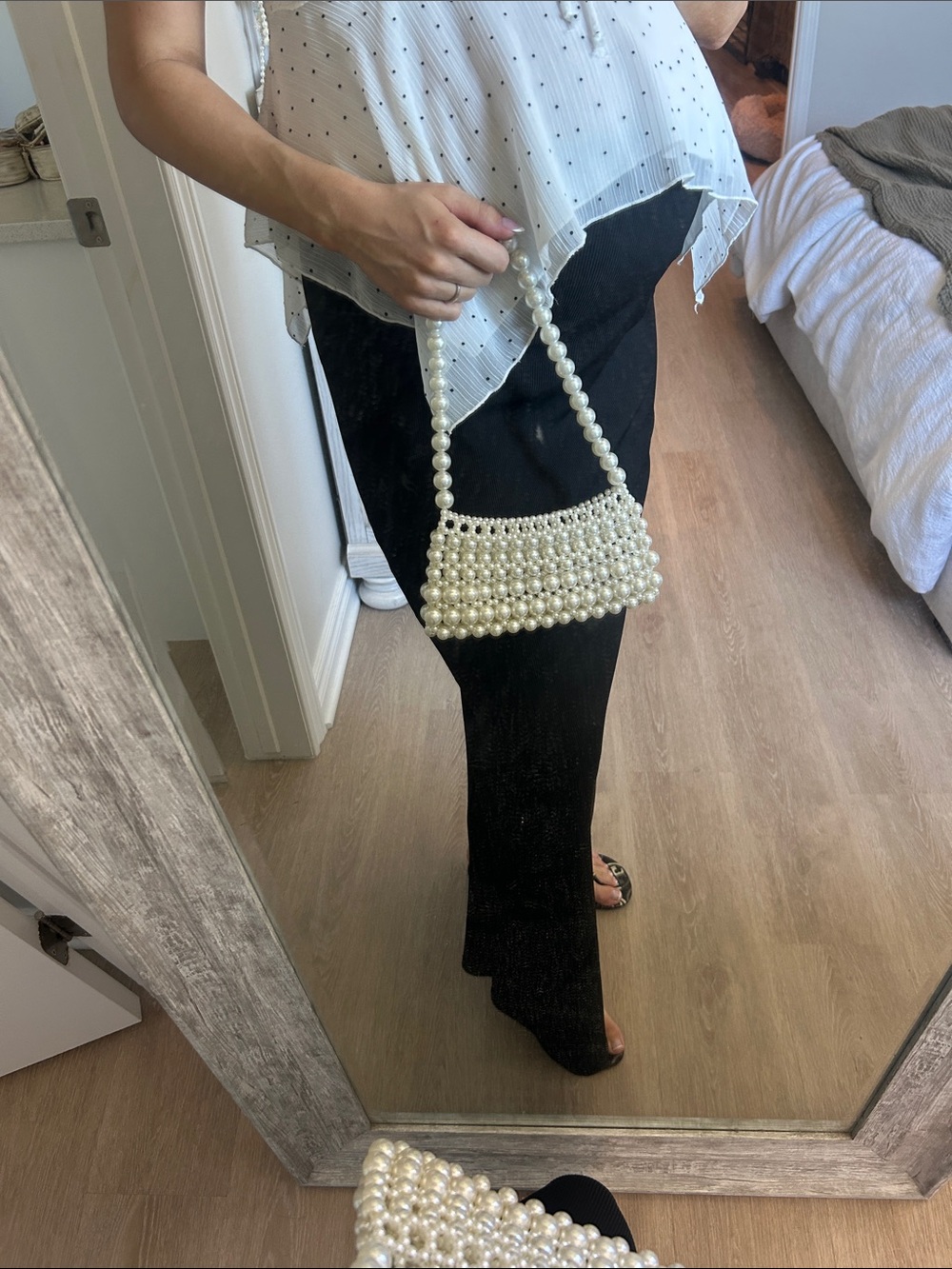 Hello Molly Pearl Beaded Mini Shoulder Bag - Cream - Picture 3 of 5